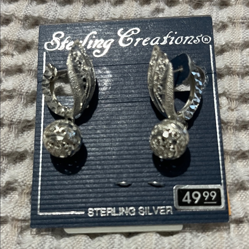 NWT Silver Filigree Drop Earrings - Sterling Silver